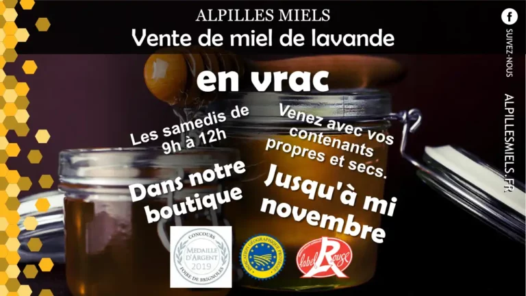 vente de miel en vrac de lavande Alpilles Miels